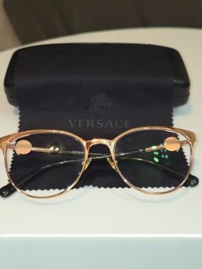 Versace VE 1271 Pink Gold Cat Eye Eyeglasses 54-18 Italy